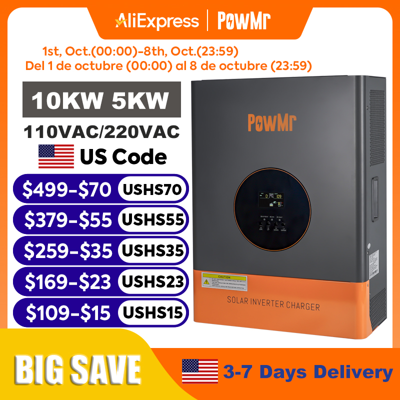 Split Phase Inverter 10Kw 110V 220V - Onduleur biphasé PowMr 10KW 5KW 48V